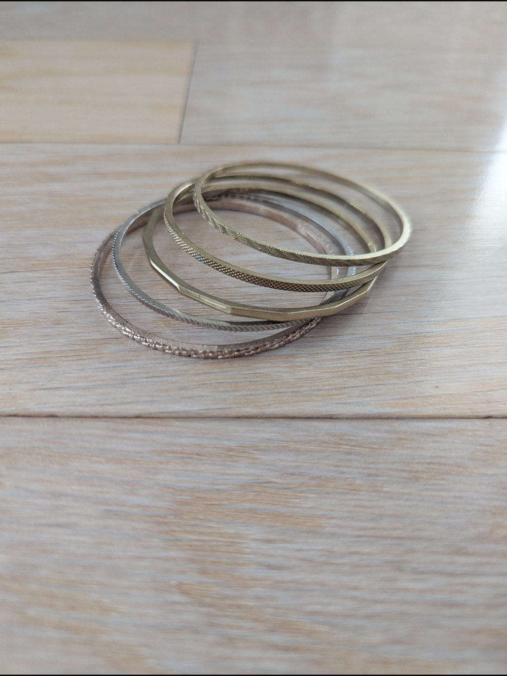 Mixed Metal Stackable Bangle Bracelet Set - Gold, Silver & Rose Gold
